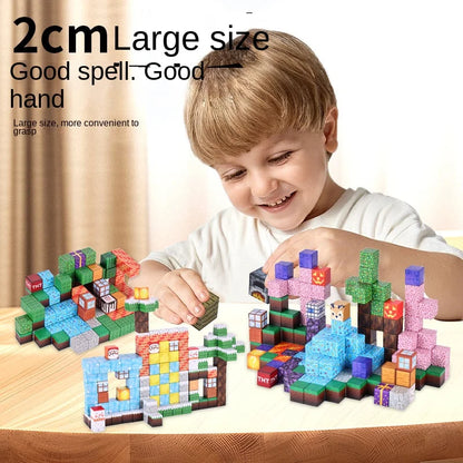 New Magnetic Blocks-Build Mine Magnet World Set for Boys Girls, Sensory Construction Toys for Toddlers Christmas Gifts