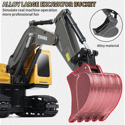 ZWN 2.4G Remote Control Excavator Dump Truck RC Model Car Toy Professional Alloy Plastic Simulation Construction Vehicle for Kid