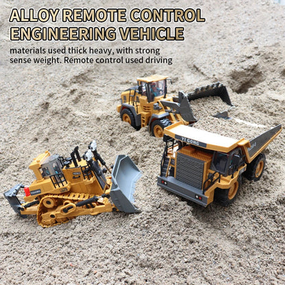 ZWN 2.4G Remote Control Excavator Dump Truck RC Model Car Toy Professional Alloy Plastic Simulation Construction Vehicle for Kid