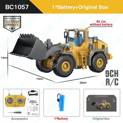 ZWN 2.4G Remote Control Excavator Dump Truck RC Model Car Toy Professional Alloy Plastic Simulation Construction Vehicle for Kid